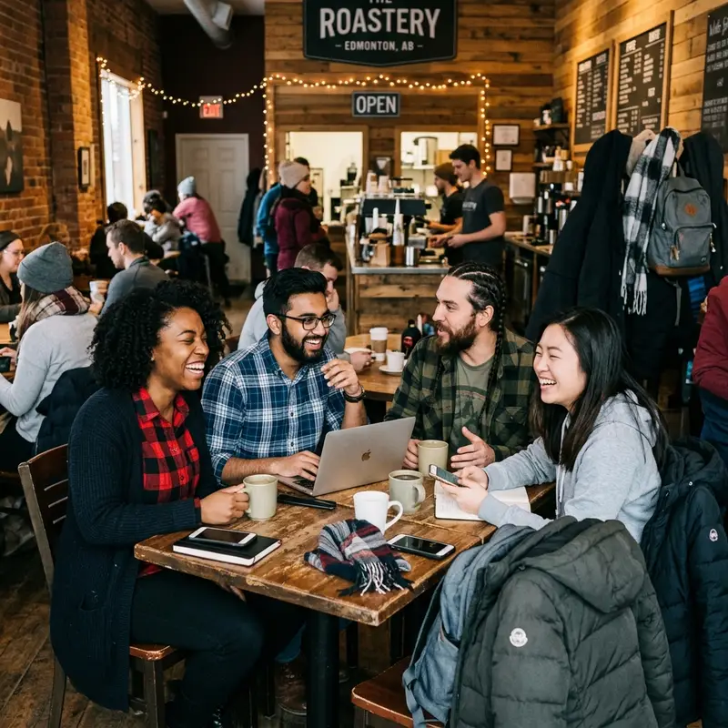 Group of friends at coffee shop