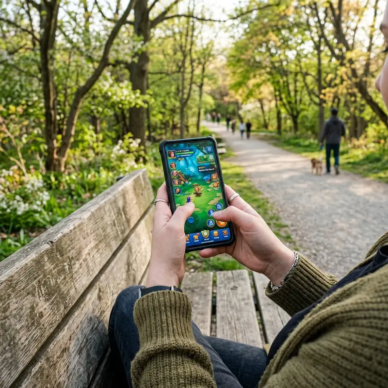 Hands holding mobile phone